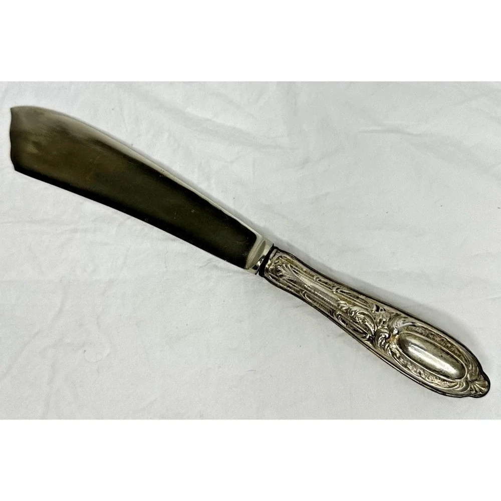 Antique 800 Silver Handle Cake Knife Victorian Ornate Etched